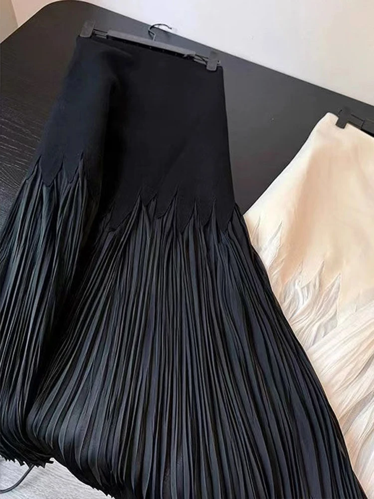 Petal pleated high waisted skirt, summer  lace pleated drape large skirt hem, gentle long skirt for women