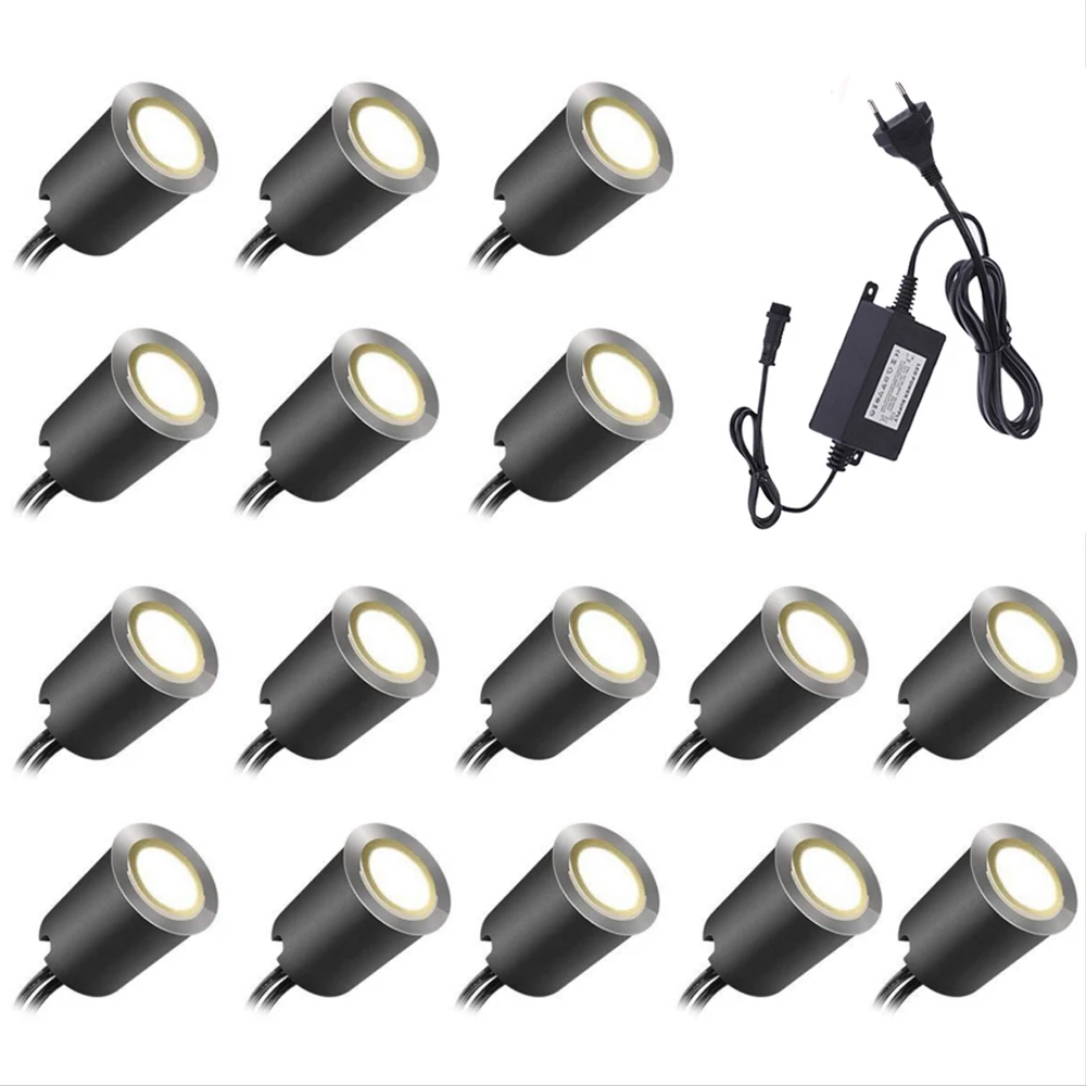 Description Picture 2 of item10/16pcs LED Deck Light IP67 Waterproof DC12V Recessed Garden Underground Lamp Stainless Steel Stair Landscape Light Spotlight