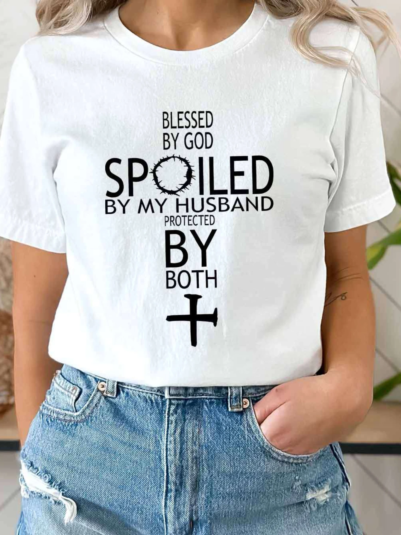 

Футболка с круглым вырезом и разноцветным принтом, повседневный топ с коротким рукавом для весны и лета, женская одежда