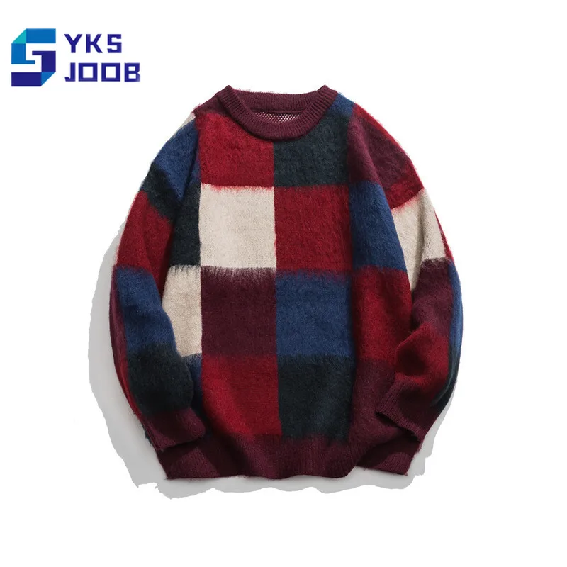 

Harajuku Knitted Sweater Round Neck Solid Fit Loose Japanese Vintage Pullover Sweaters Casual Y2K Fashion Knit Sweatshirt Jumper