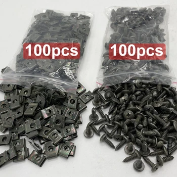 Self Tapping Screws Metal Fastener Clip for Car Motorcycle U-Type Clip with Screw Anti-rust Protection Clip Screw Iron Sheet Kit 1