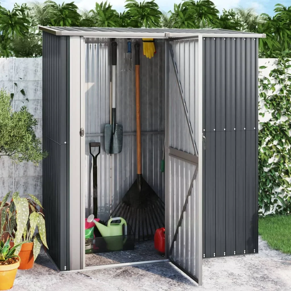 Pensilina Da Giardino Antracite 180,5X97X209,5 Cm Giardino Esterno In Acciaio Zincato Con Struttura A Pavimento In Metallo, Riparo Da Esterno, Cabina