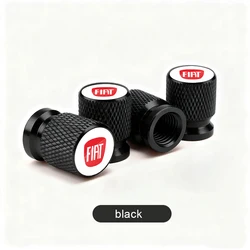 Enhanced Car Wheel Tire Valve Caps Air Stem Covers Accessories (Fiat - black - 4pcs)