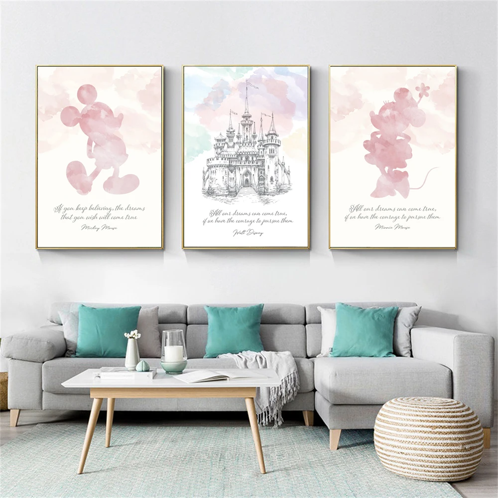 MINISO Diseny Mickey Mouse Canvas Print Disney Wall Art  Disney Wall Art Mickey Art Family Home Print For Nursery Home Decor
