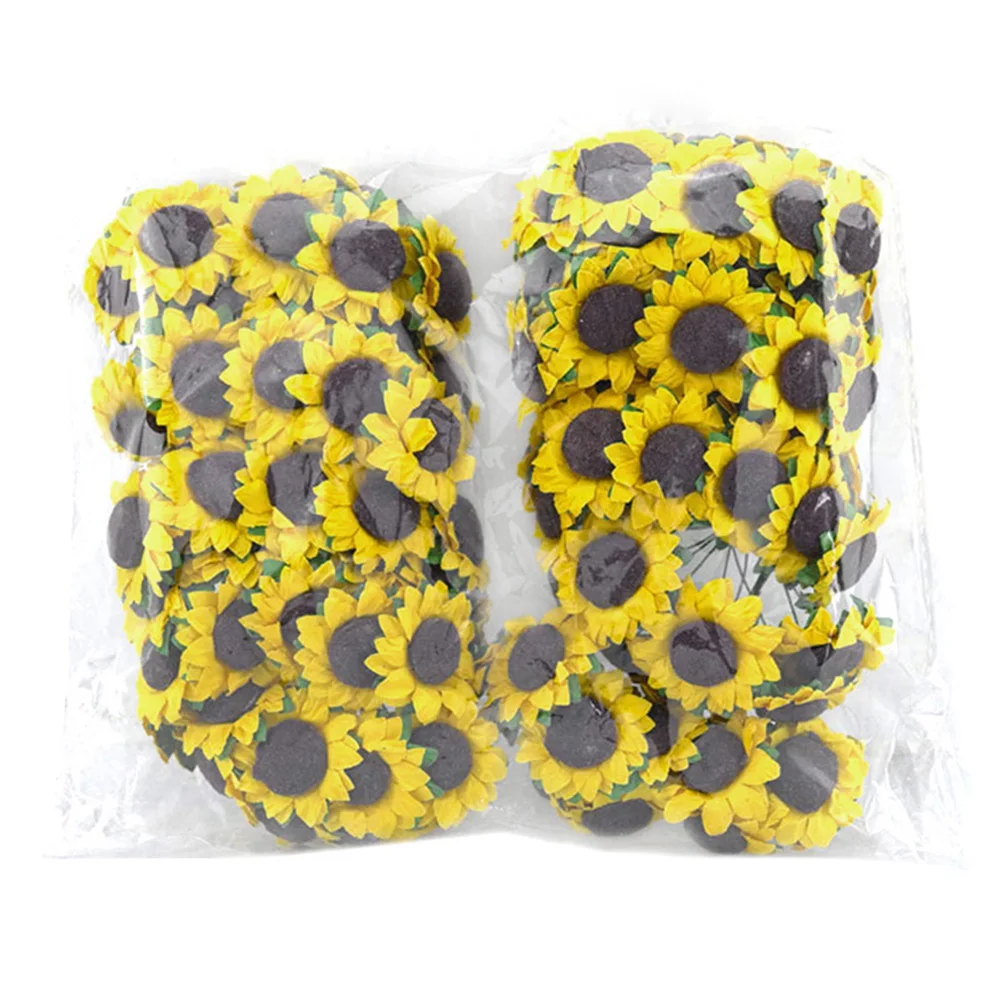 100 Pezzi Di Girasoli Finti Piccoli Girasoli Di Seta Finti Fiori Gialli Finti Sfusi Per La Decorazione Domestica Della Torta Nuziale Artigianato Fai D