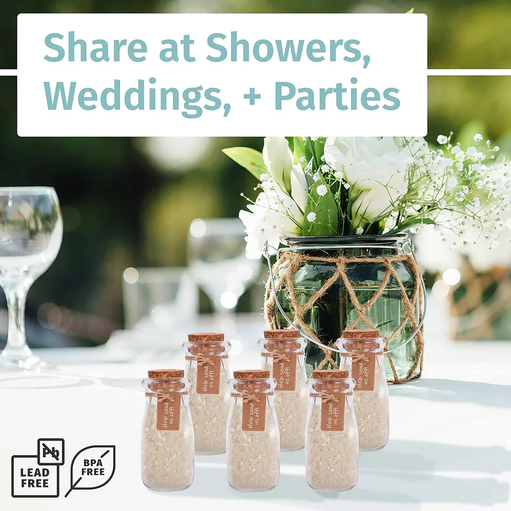 Amajoy 12pcs Bocal En Verre Vintage Avec Des Couvercles En Liège En Toile De Jute Ruban Avec Du