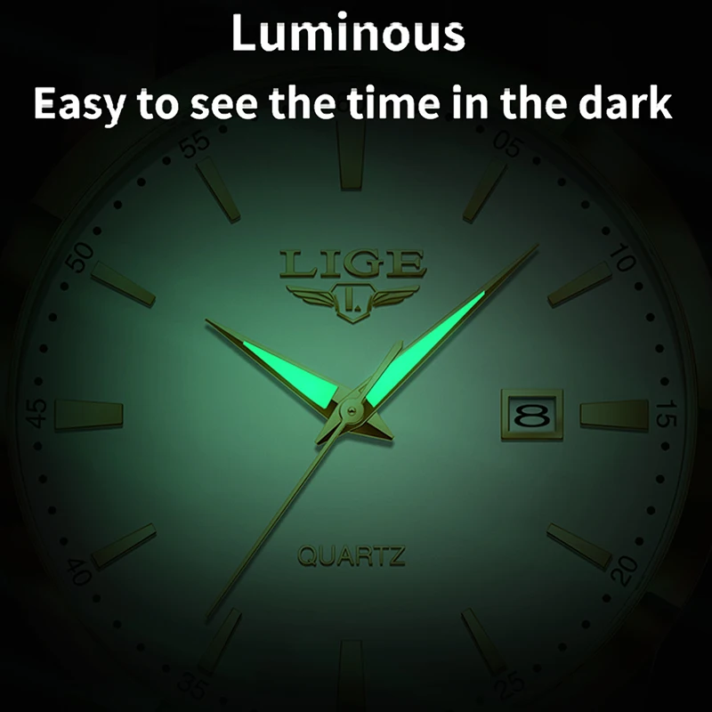 LIGE Business Watch Men Fashion Leather Military Sport Waterproof Men's Quartz Wristwatches Casual Date Chronograph Montre Homme