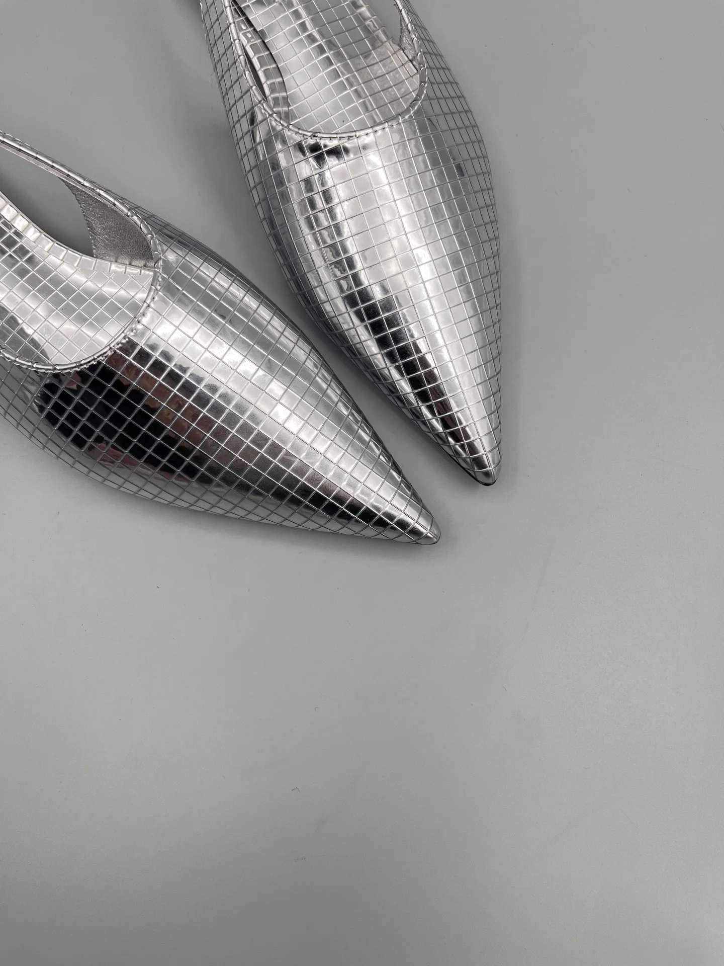 AL*A Silver Slingback Shoes In Real Leather High Quality Golden Mirror Flat Shoes 2025 New Luxury Design Shoes For Women 2