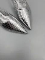 AL*A Silver Slingback Shoes In Real Leather High Quality Golden Mirror Flat Shoes 2025 New Luxury Design Shoes For Women 2