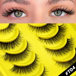 GROINNEYA Cat Eye Wispy Faux Mink Lashes - Soft, Natural Look with Clear Band (6 pairs-T04)