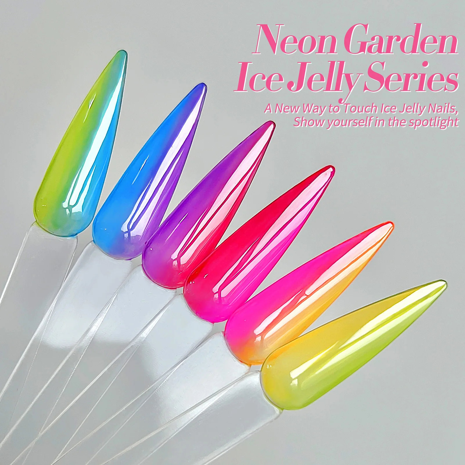 본 프리티 젤리 네온 컬러 젤 네일 폴리쉬 세트 아이스 젤리 크리스탈 투명 봄 여름 형광 컬러 젤 키트