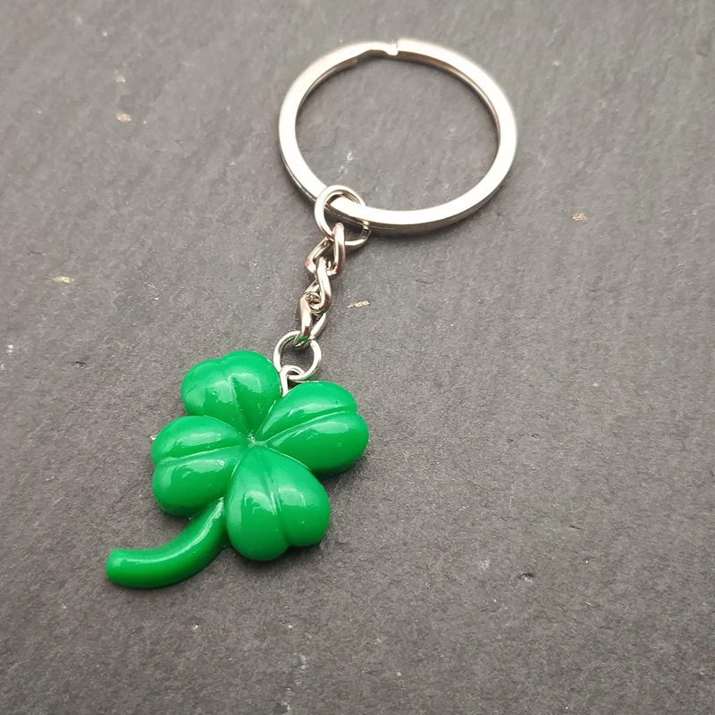 Portachiavi trifoglio verde in lega di zinco Lucky Four Leaf Clover portachiavi portachiavi, Verde, Taglia unica