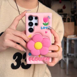 Charming 3D Colorful Tulip Flower Stand Phone Case - Galaxy S23 Ultra (SMT5957 Color)