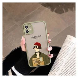 Cute Cartoon Killer Leon Uncle Girl Transparent Phone Case - Adorable Couple Design for iPhone 13 Mini (Olive green killer 1)