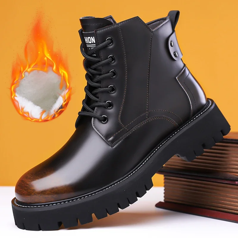 Winter Platform Boots for Man Fashion Designer Motorcycle Men High Top Boots New British Style Men's Short Boots Botas Masculino