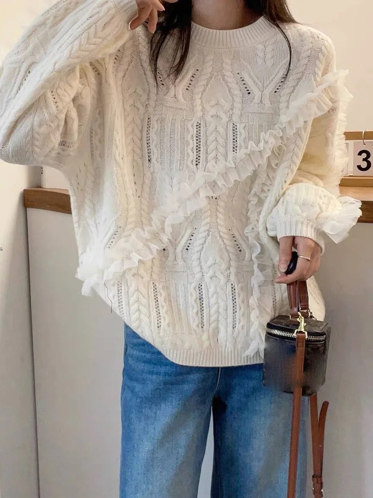 

Leisure Round Neck Knit Loose Fitting Long Sleeved Sweater 2023 Winter New Fashion Women'S Clothing