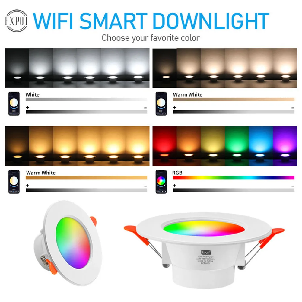 Tanie RGB Downlight możliwość przyciemniania 10W 85-265V Tuya możliwość przyciemniania oświetlenia sklep