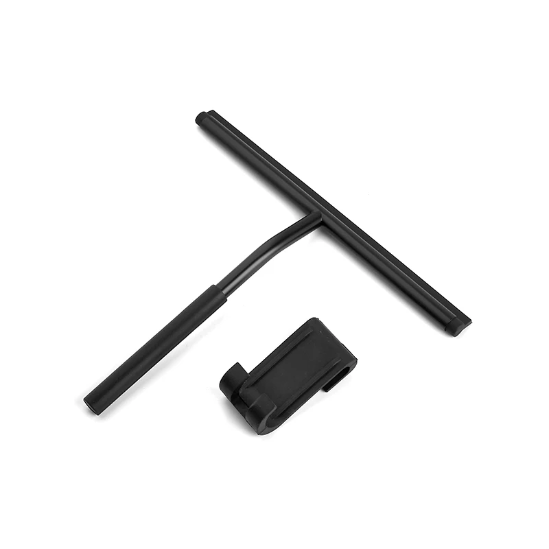 Silicone Shower Squeegee with Hook - Black and Gray Cleaning Tool for Bathroom, Kitchen, and Glass Surfaces