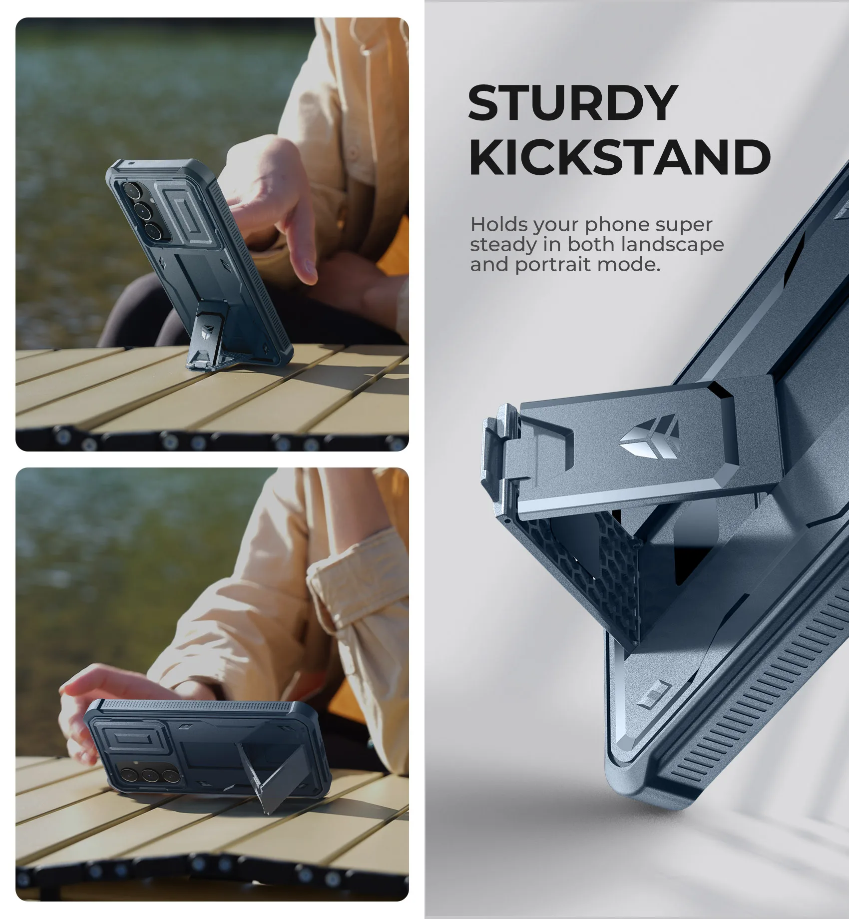 Full-Body Rugged Holster & Kickstand Shockproof Case with Built-in Screen Protector and Camera Cover
