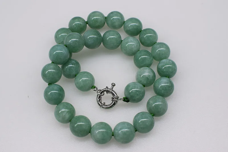 

new green jade round 10/12/14mm necklace 17inch wholesale beads nature