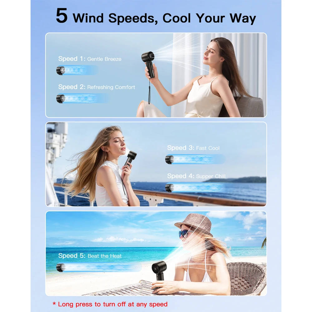coldSky Portable Handheld Fan 4000mAh Battery Operated with - Image 2