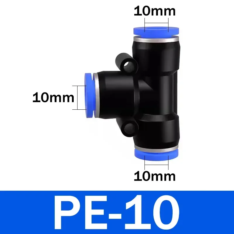 Fitting, Mangueira Tubo, Push Pressure, 4mm, 6mm, 8mm, PE, PEG Tee