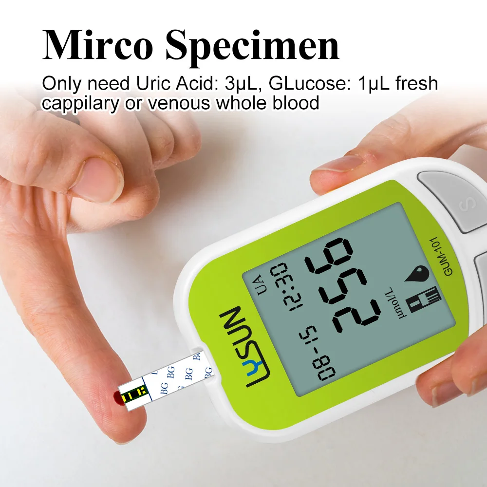 2 in 1 Blood Glucose Monitor Kit with 25 Glucose and 25 Uric Acid Test Strips 50 Lancets Travel Case for Diabetes Testing