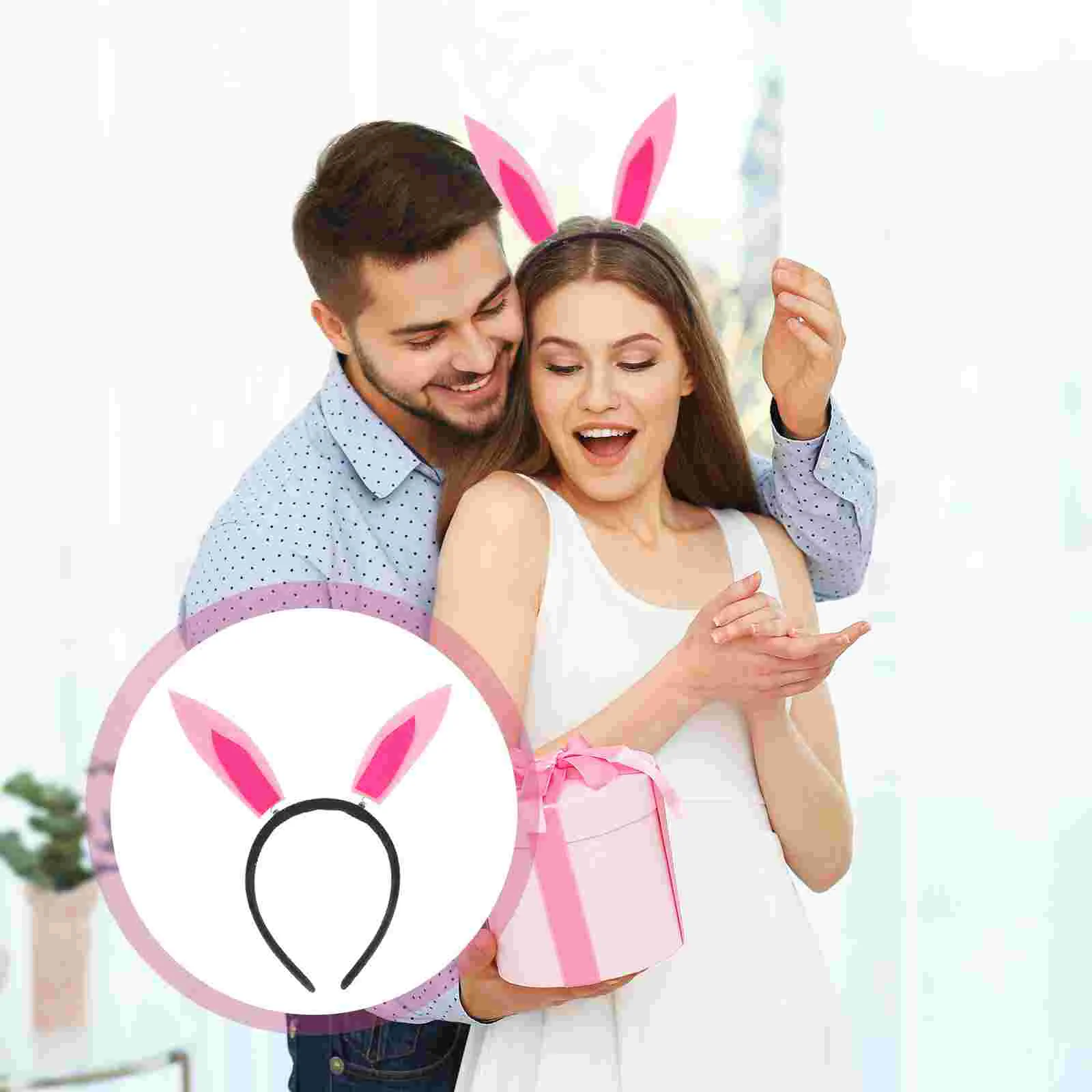 Lovely Bunny Ears Headband Rabbit Hairband Portable Easter Party Theme Headband Easter Gift easter wooden pendant bunny carrot faceless gnome rabbit wood ornament spring happy easter party home diy decoration kids gift
