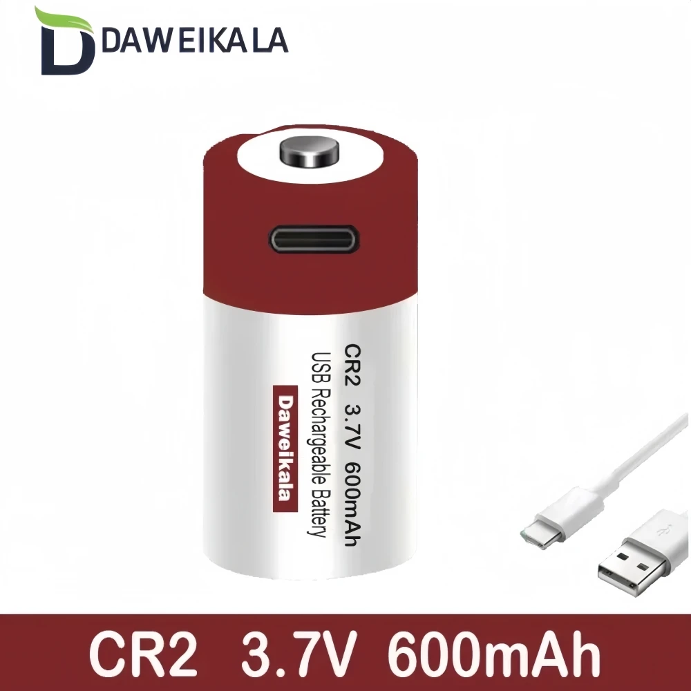 3.7V CR2 600mah Rechargeable Li-Ion Battery Digital Camera GPS Security Medical Equipment Made Special Battery +Cable rechargeable battery