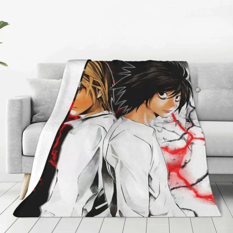 

Death Note Anime Blankets Lawliet Shinigami Japan Fuzzy Novelty Warm Throw Blankets for Home All Season