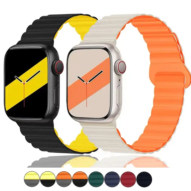 

Silicone Magnetic Loop For Apple Watch Band 44mm Ultra 2-1 49mm 41mm 40-42mm 45mm Bracelet iWatch Series 9 8 7 6 SE 5 4 3 Strap