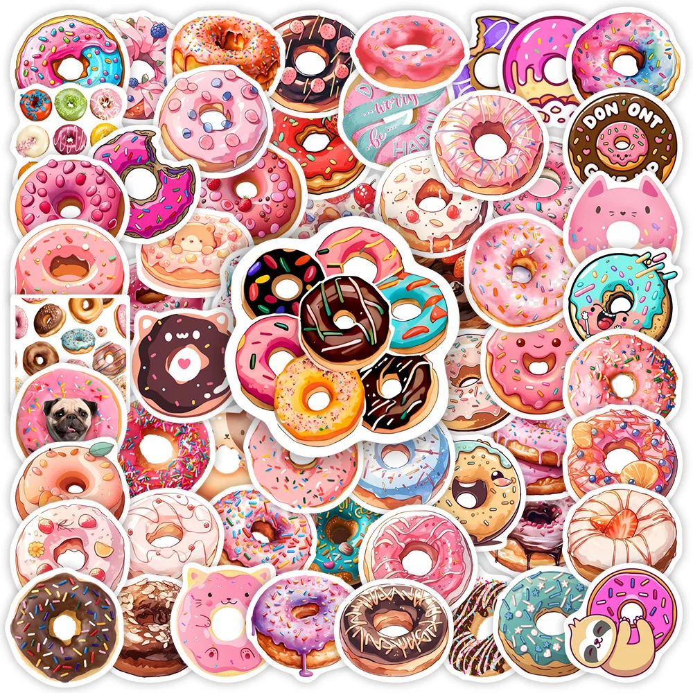 Cute Donut Dessert Stickers DIY Kids Toy Gift Decal for Phones Laptops Cars Scrapbooking Luggage Decorative Graffiti Waterproof cartoon stickers,decorative stickers,self adhesive stickers,adhesive stickers,decorative labels stickers,cartoon sticker,diy scrapbooking accessories
