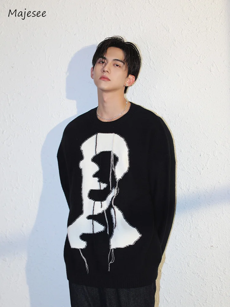 

Sweaters Men Chic Vintage Baggy Slouchy Knitting Pullovers All-match Japanese Style Harajuku High Street Long Sleeve Autumn New