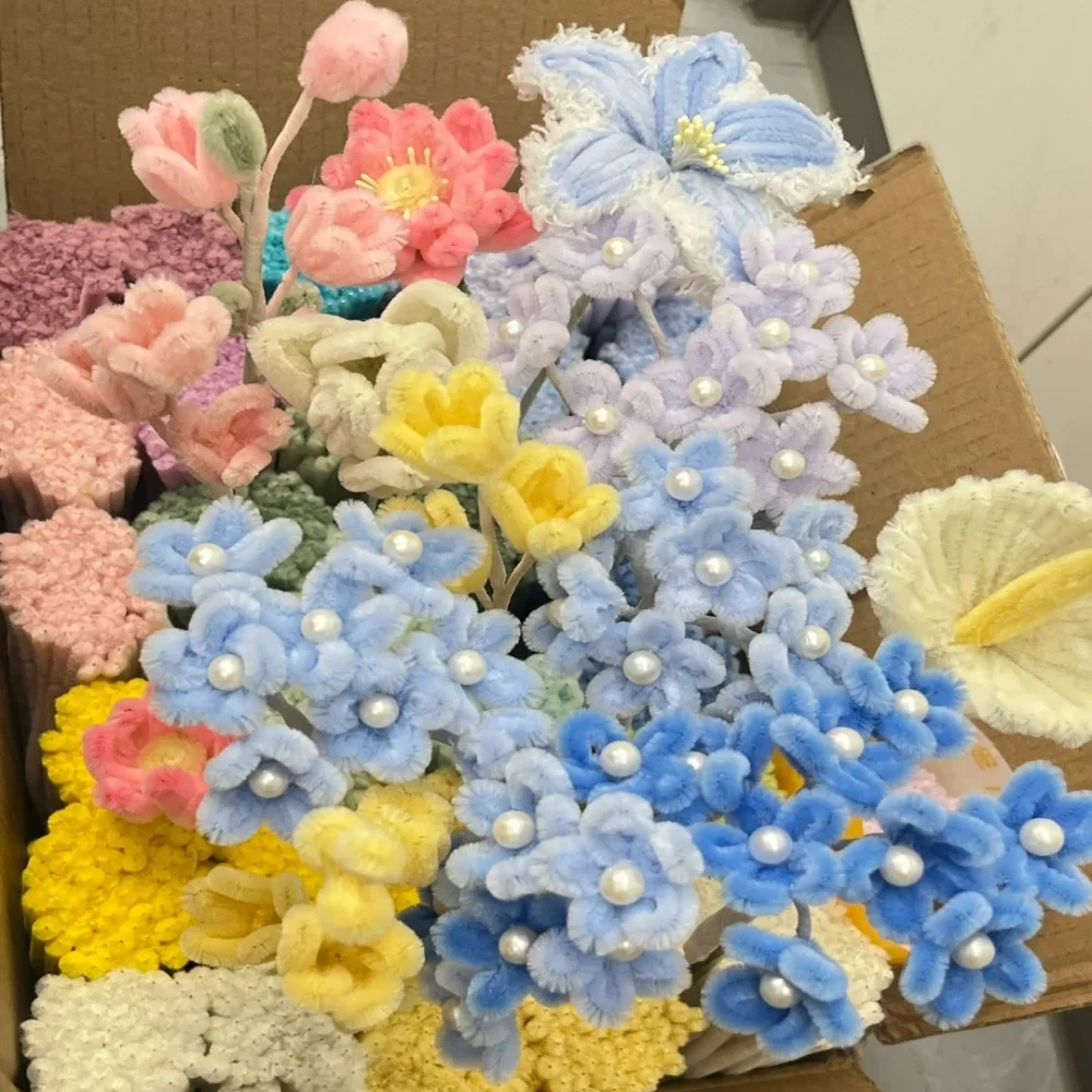Pipe Cleaners Kit DIY 425 Pièces Cure-pipes Chenille - Fleurs, Perles, Rubans - Création Bouquet Immortel Cure Pipe Chenille