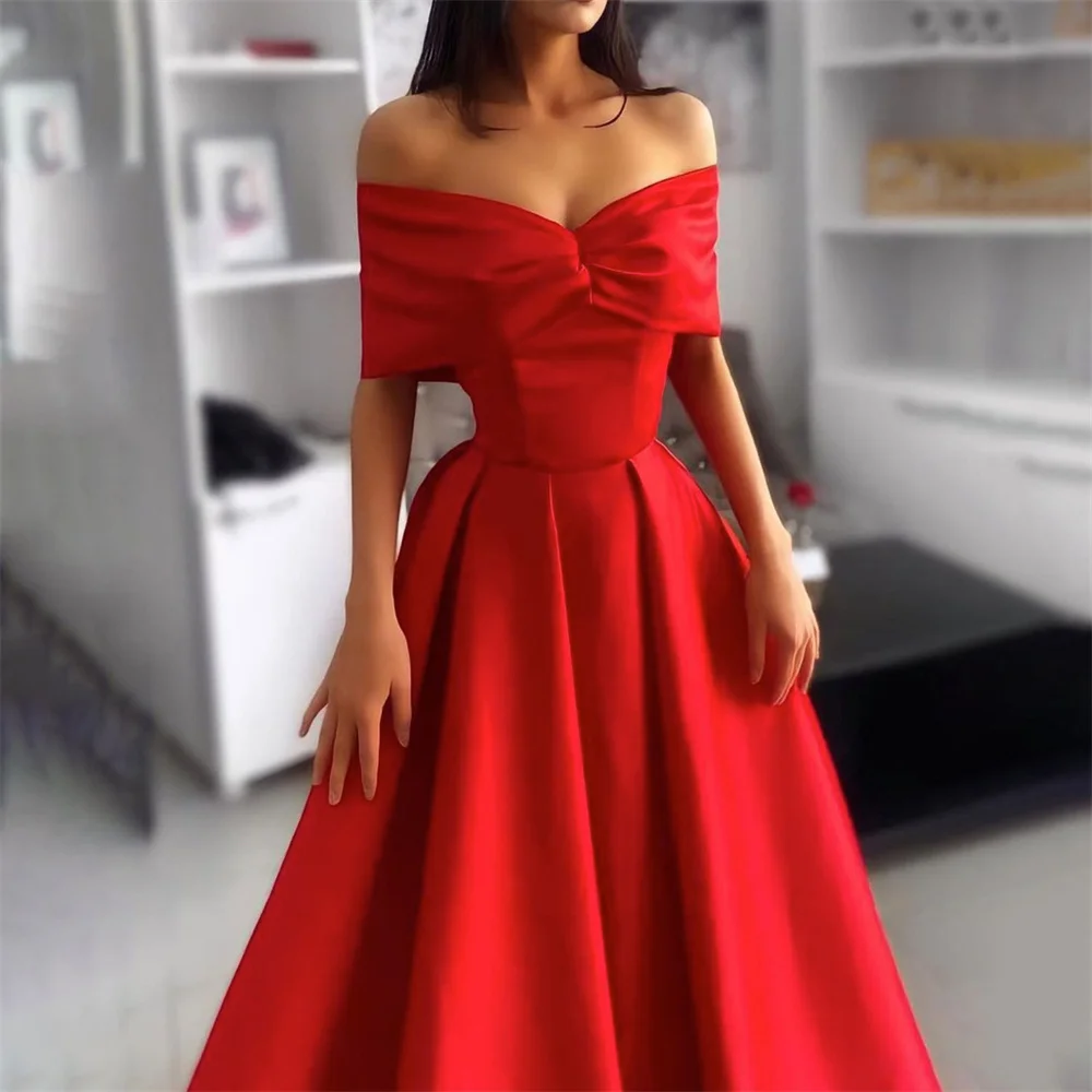 

Lily Red A Line Elegant Sexy Wedding Party Dress Off the Shoulder Celebrity Dresses Stain Special Occasion Dresses robes du soir