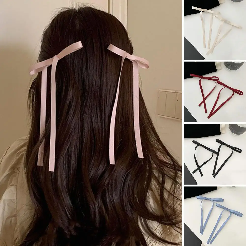 

2Pcs Women Hairpins Attractive Smooth Soft Fabric for Girl Bow-knot Hair Clips Bow Hair Ribbons Hair Accessories