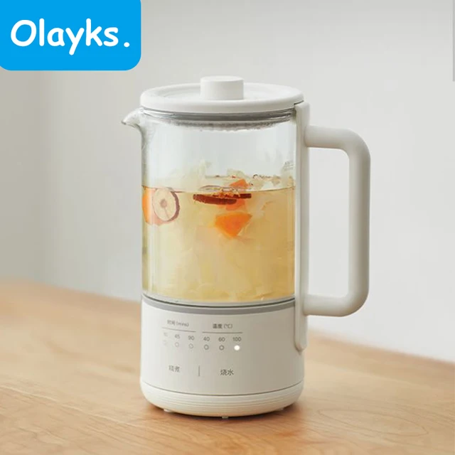 Olayks Pot de santé 0.6L bouilloire électrique multifonctionnelle Portable Mini théière isolation automatique ragoût marmite électrique 1