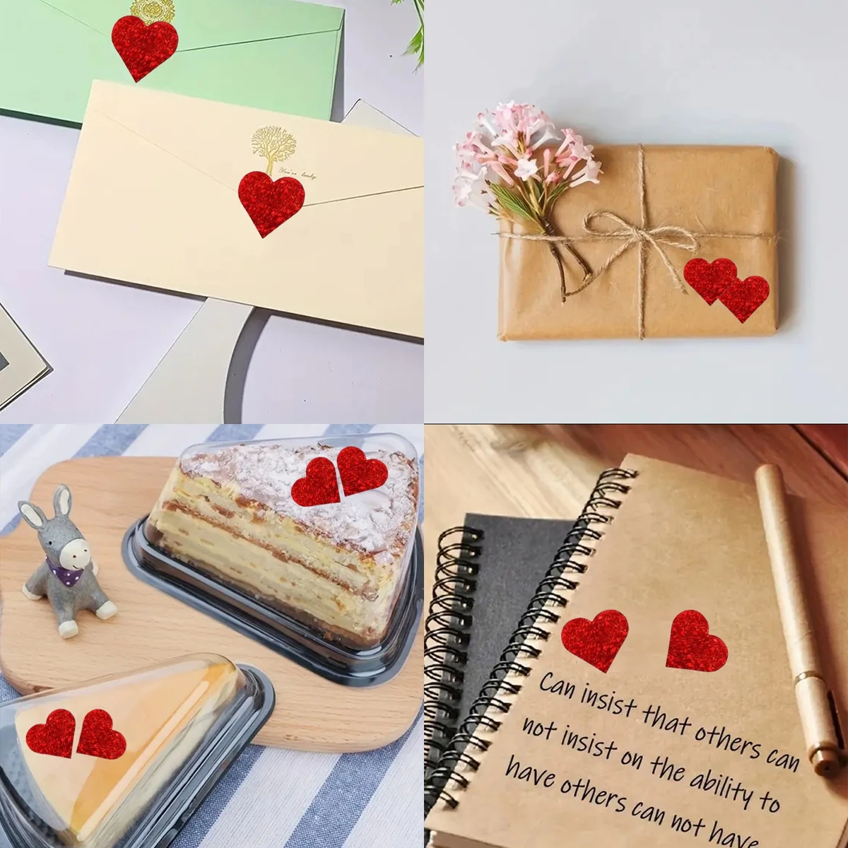 100-500 قطعة ملصقات القلب الأحمر لعيد الحب 2.5 سنت...