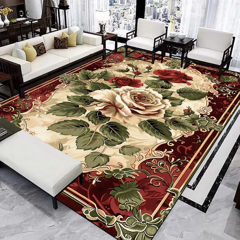 Luxury Flower Decoration Carpets Living Room European Style Rugs Home Hall Soft Floor Mat Room Decor Doorway Hallway Carpet 4