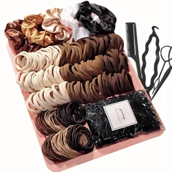 Chic Brown Hair Accessory Set - Fashionable Ponytail Holders & Scrunchies Collection (755PCS)
