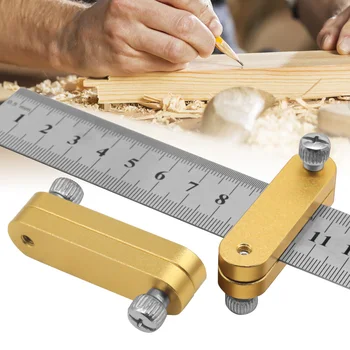 1Pc Steel Ruler Positioning Block - Woodworking Scriber Line Marking Gauge for Carpentry Ruler Measuring Tool 1