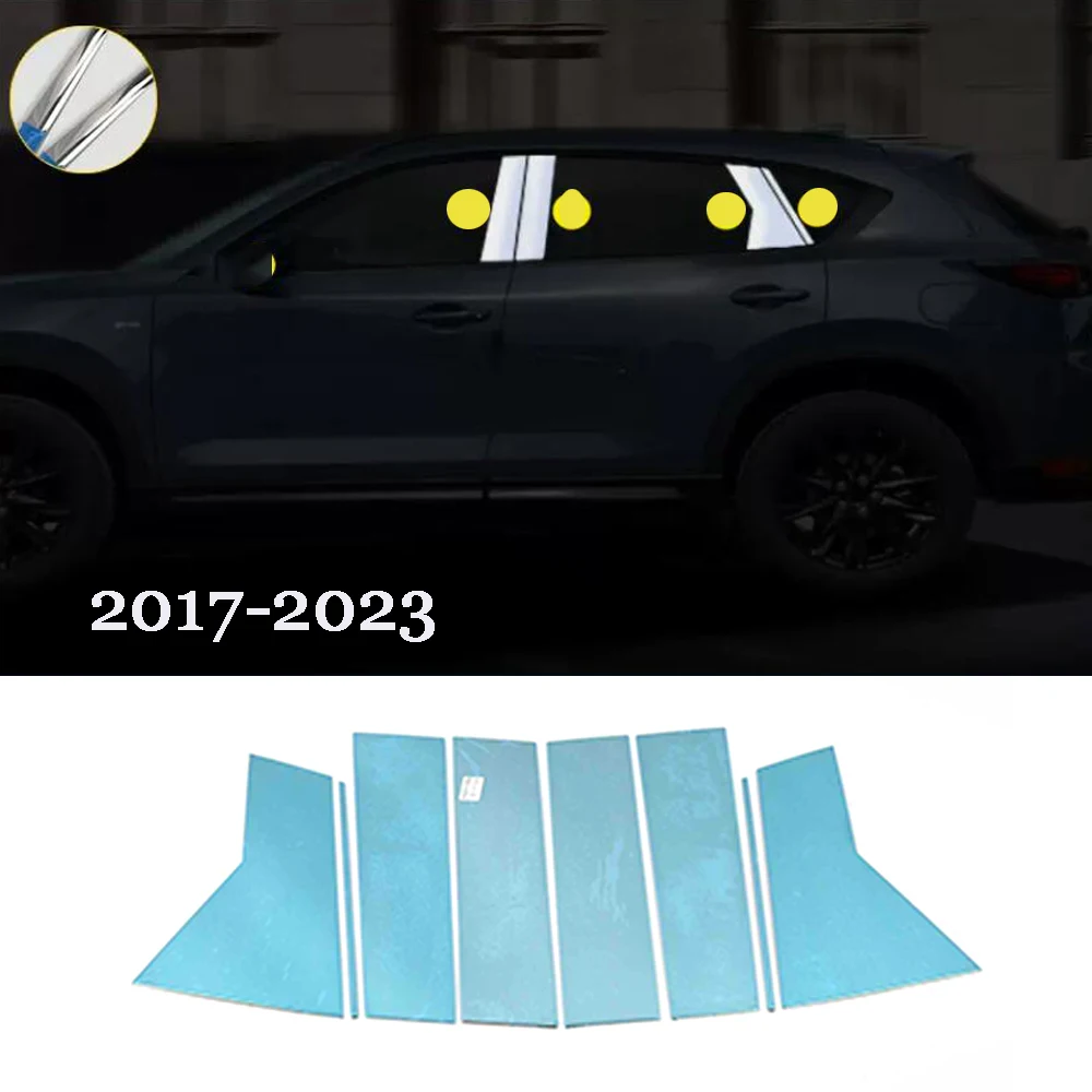 

For Mazda CX-5 CX5 2013-2023 Stainless Steel Car Window Pillar Post B/C Column Cover Trims Sticker External Accessories
