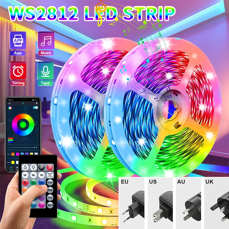 WS2812 Led Strip Light Flexible RGB 5050 Ribbon Lighting Bluetooth Model Controller Living Room Decoration Luminous