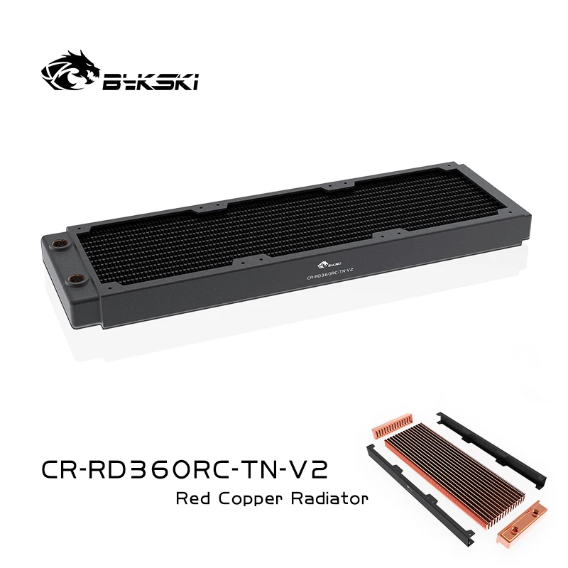 Bykski-radiador Fino com Suporte de Cobre Vermelho 120 mm Fan 240 mm 360 mm 480 mm 14 Fpi 120 mm Fan Water Cooling Liquild Cooler Row 30 mm - Imagem 2