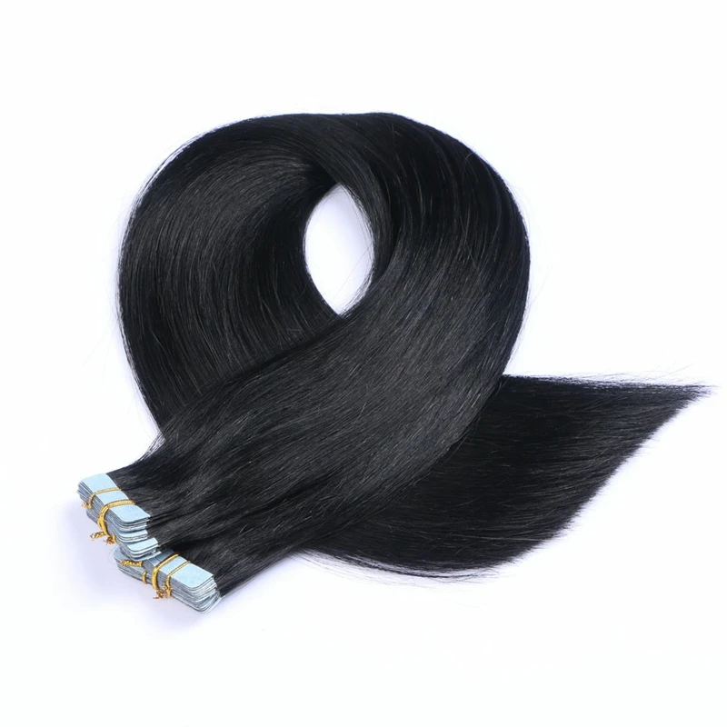 Remy Tape In Human Hair Extensions 50% Tail PU Virgin Hair Extensions 18-28inch Natural Black Skin Weft Human For Women