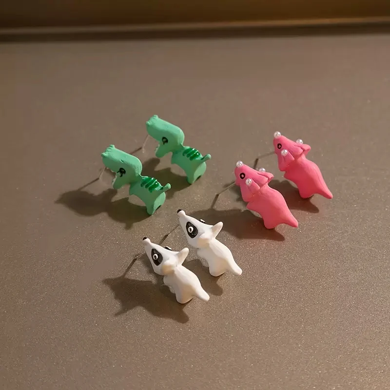 Haai Oorbellen Bijten Oorbellen, 3D Clay Oorbellen Zachte Aardewerk Oorbellen, Leuke Dier Cartoon Dinosaurus Bite Oorknopjes, Handgemaakte Bijten Je Oor Dier Stud Oorbellen