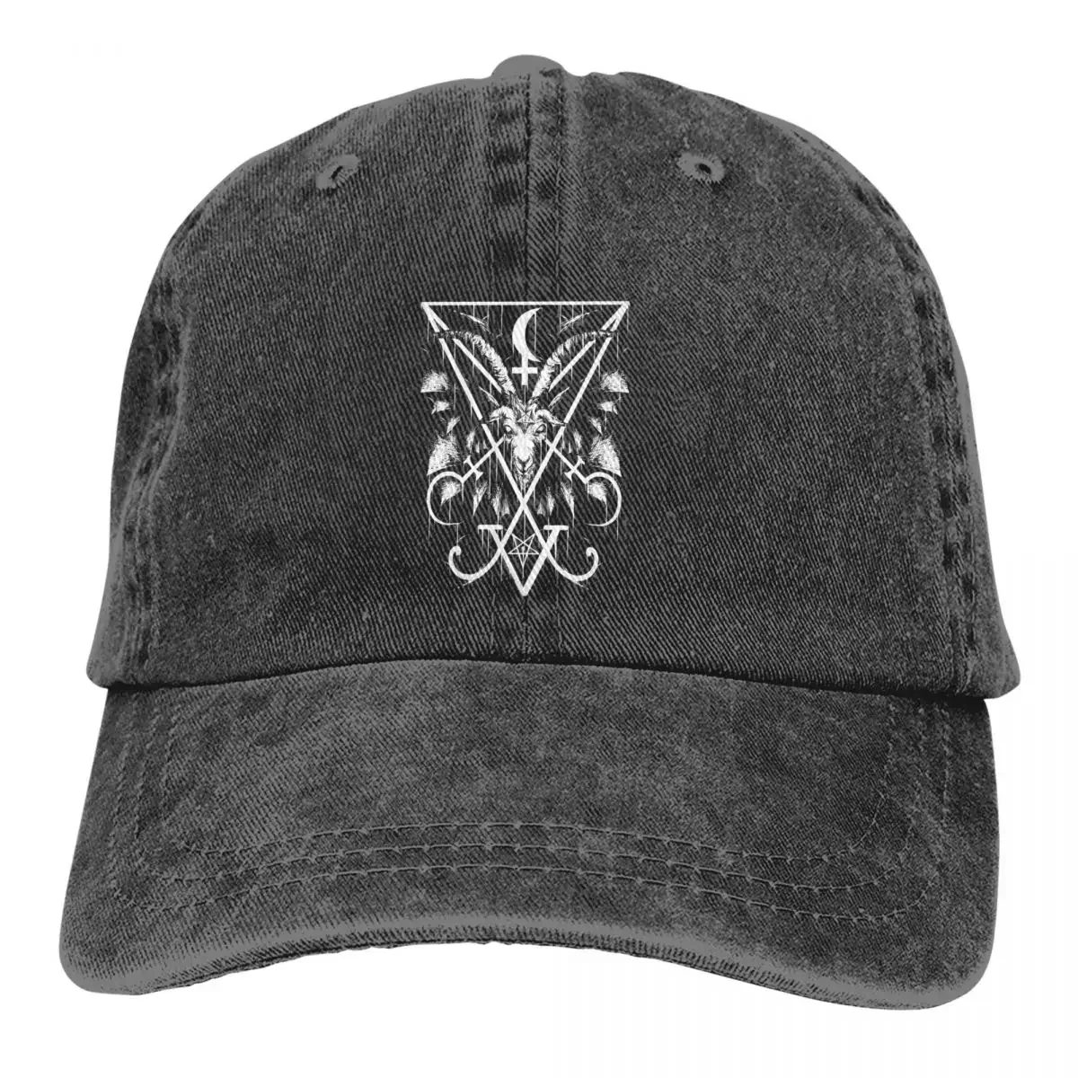 

Washed Men's Baseball Cap SIGIL Trucker Snapback Cowboy Caps Dad Hat Baphomet Satan Lucifer Golf Hats