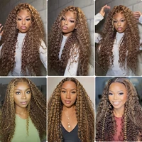 Perruque Lace Front Ombrée 30 Pouces, Cheveux Humains Brésiliens Blond Miel, 13x4 HD 4/27 Ondulée Profonde, Perruques Lace Frontal 13x6, Perruque 4x4 6