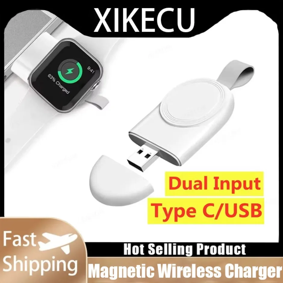 Wireless Charger Mini Magnetic Wireless Charger Dock For Apple Watch Series 9 8 7 6 5/SE/3/2 Portable Wireless Charging Cable Charger For Iwatch wireless charger