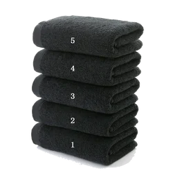 Luxury Black Cotton Face Towel Set - Soft, Highly Absorbent, No Fade, Perfect - 35x75cm (5 pieces 35x75cm)